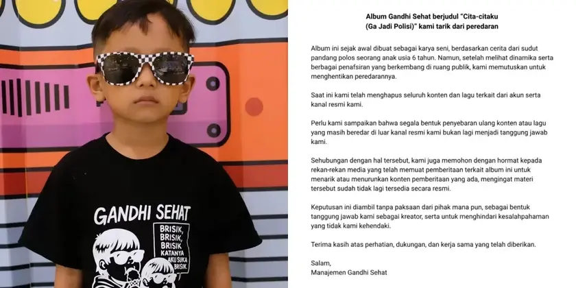 Lakukan Swasensor, Manajemen Gandhi Sehat Pilih Tarik Album Cita-citaku (Ga Jadi Polisi)