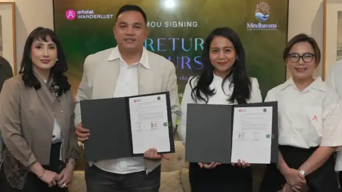 Dari Kiri ke Kanan CEO PT Perisai Psikologi Indonesia Yulisa, Chief Operating Officer PT Perisai Psikologi Indonesia Catur Prasetyo, Director of Sales & Revenue Artotel Group Nastalia Nursanti, Director of Marketing Communications Artotel Group Yulia Maria. (Sumber: Artotel) Artotel