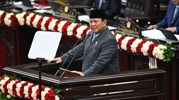 Prabowo saat memberikan pidato penyampaian Kerangka Ekonomi Makro dan Pokok-Pokok Kebijakan Fiskal (KEM-PPKF) 2027 dalam Rapat Paripurna DPR, Rabu 20 Mei 2026. (Foto : Biro Setpres RI)
Prabowo - paripurna