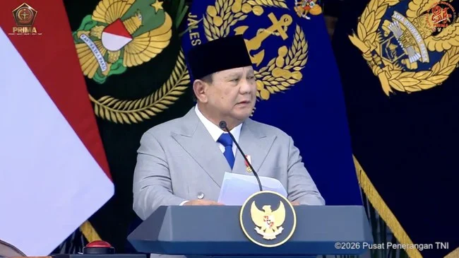 Prabowo resmikan 6 kodam baru hingga satuan baru TNI. (Foto: Tangkapan layar Youtube @PuspenTNI)
Prabowo - kodam
