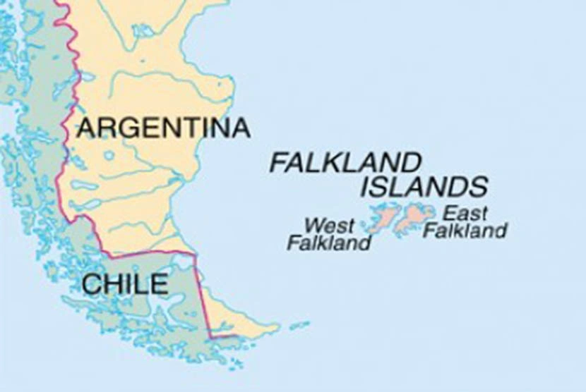 Pulau Falkland yang dipersengketakan Inggris dan Argentina. Argentina menyebut pulau itu, Pulau Malvinas malvinas