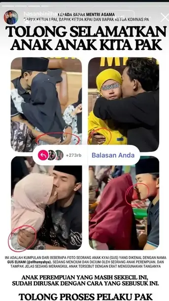 Template mengecam aksi Gus Elham mencium anak-anak (Foto: Tangkapan layar IG) template Gus Elham