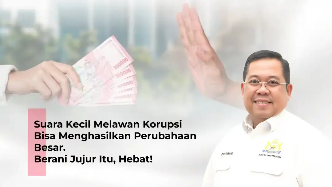 Ketua Kadin Sultra Anton Timbang berpose dalam seruan anti-korupsi. (Sumber: https://www.instagram.com/kadinsultra/) Anton Timbang