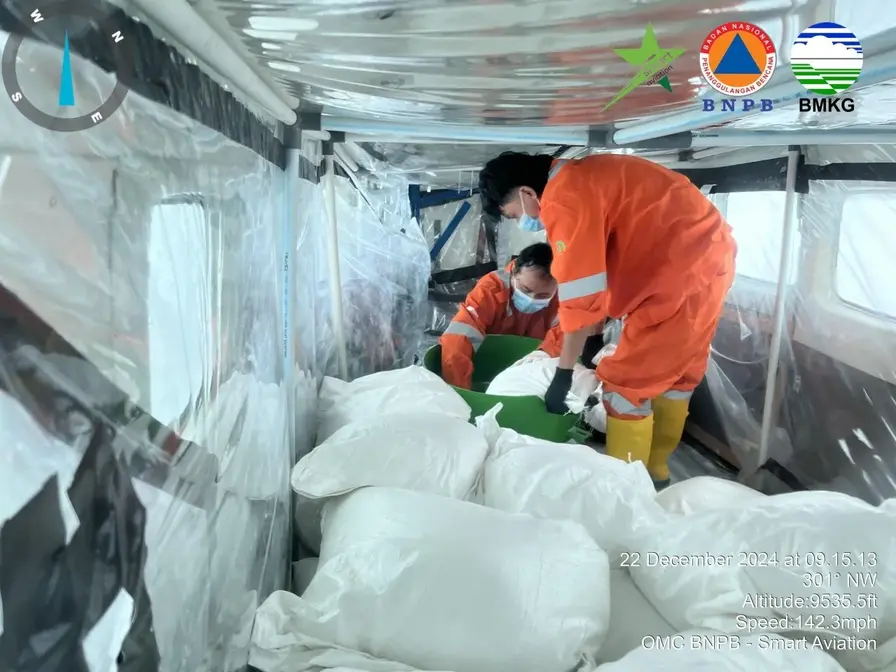 Ilustrasi Operasi Modifikasi Cuaca oleh BMKG (Foto:BMKG) Modifikasi Cuaca