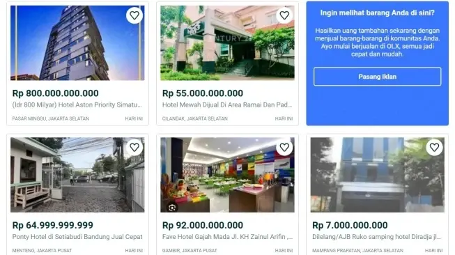 iklan hotel dijual